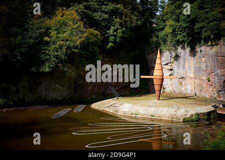 Corten Stahlskulptur für Worsley Delph Becken Projekt von DP Strukturen am Bridgewater Kanal Stockfoto