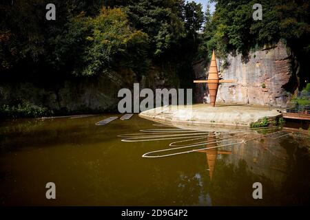 Corten Stahlskulptur für Worsley Delph Becken Projekt von DP Strukturen am Bridgewater Kanal Stockfoto