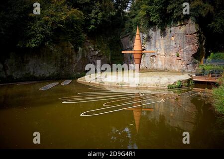 Corten Stahlskulptur für Worsley Delph Becken Projekt von DP Strukturen am Bridgewater Kanal Stockfoto