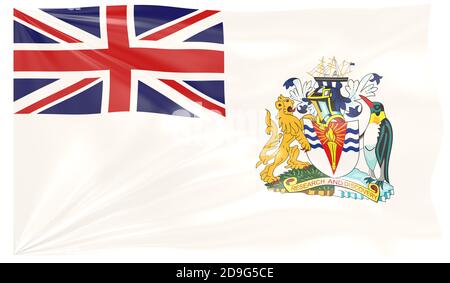 3d-Illustration einer winkenden Flagge des Britischen Antarktischen Territoriums Stockfoto