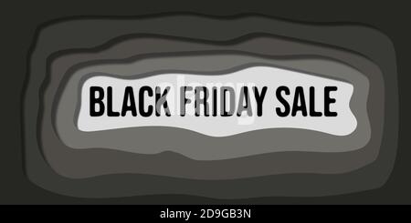 Black friday Sale Banner in Papier geschnitten Stil. Hochwertige Illustration Stockfoto