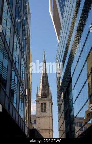 Gild Church of St. Margaret Pattens im Herzen der City of London. VEREINIGTES KÖNIGREICH. Stockfoto