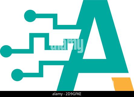 Buchstabe A Circuit Technologie Logo Symbol kreatives Design Illustration Stock Vektor