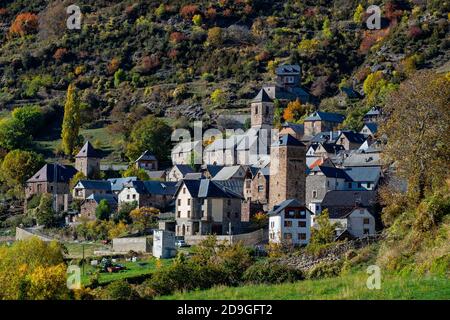 Schöne Farben des Herbstwaldes. Pyrenäen, Spanien Stockfoto