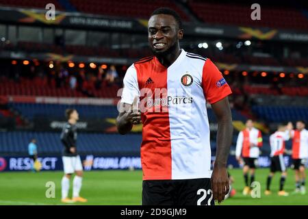 ROTTERDAM, NIEDERLANDE - 05. NOVEMBER: Feiern Sie Lutsharel Geertruida von Feyenoord während des UEFA Europa League Spiels zwischen Feyenoord und CSKA Moskva am 05. november 2020 in Rotterdam, Niederlande (Foto: Yannick Verhoeven/Orange Pictures) Stockfoto