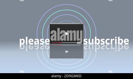 Video, Laptop oder pc Screen Play Taste, online Streaming Vorschau Vorlage, glückliches Leben, Social-Media-Konzept mit Medien kreatives Design, niedlich multimedi Stock Vektor