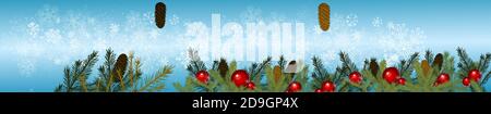 Rahmen aus Fichtenzweigen. Frohe Weihnachten. Vektorgrafik Stock Vektor