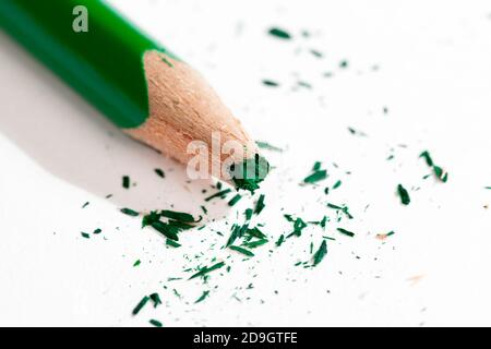 Grüne Bleistiftzeichnung und Kreativität Stockfoto