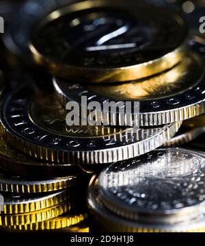 Polnische Zlotys kleine Münze Bezeichnung Stockfoto