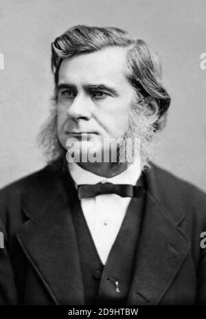 Thomas Henry Huxley FRS (1825–1895), englischer Biologe und Anthropologe, bekannt als 'Darwin's Bulldog', wegen seiner Befürwortung von Charles Darwins Evolutionstheorie und seiner berühmten Evolutionsdebatte 1860 mit Samuel Wilberforce am Oxford University Museum. (Foto von Mora, 1876) Stockfoto