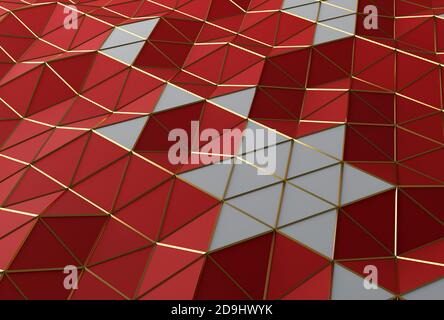 3d dreieckige lowpoly Hintergrund mit goldenem Netz. weihnachten Hintergrund Stockfoto