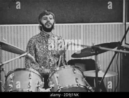 Portrait von Ringo Starr als Geschenk an Mitglieder des Beatles Fanclubs. Stockfoto