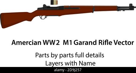 American WW2 M1 garand Gewehr / WW2 Gewehre Vektor Stock Vektor