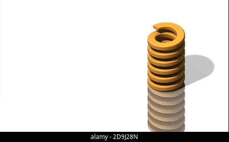 Industrielle Einform- oder Formfedern. Reflexion und Schatten. 3D-Rendering. Stockfoto