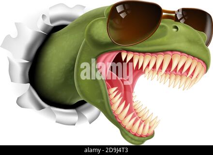 Coole Dinosaurier Tragen Schatten Sonnenbrille Stock Vektor