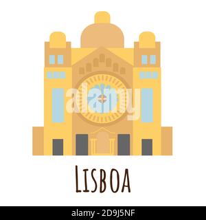 Kathedrale im flachen Stil, Symbol von Lissabon. Wahrzeichen Symbol für Reisende. Vektorgrafik isoliert auf weißem Hintergrund Stock Vektor