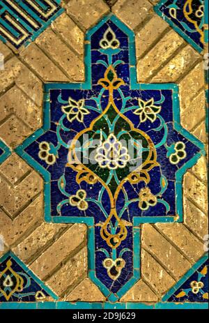 Detail der Fliesenarbeiten, Blaue Moschee, Masjed-e Kabud, Tabriz, Ost-Aserbaidschan, Iran Stockfoto