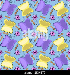 Nahtlose Vektor-Muster mit abstrakten Schmetterlingen und Blumen Stock Vektor
