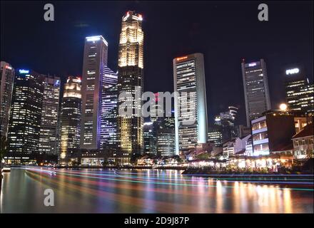 Singapore Nightline am Boat Quay Stockfoto