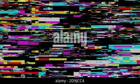 Hintergrund aus farbigen Streifen mit Glitch-Effekt Stockfoto