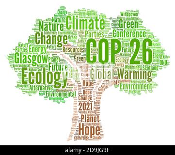 COP 26 in Glasgow Wort Cloud Konzept Stockfoto