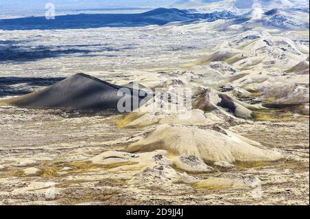 Lakagigar ist eine Reihe von Appox. 130 Vulkankrater auf dem südlichen Island. Der größte ist der Vulkan Laki, dessen Ausbruch einer der gr Stockfoto