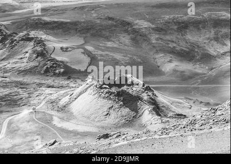 Lakagigar ist eine Reihe von Appox. 130 Vulkankrater auf dem südlichen Island. Der größte ist der Vulkan Laki, dessen Ausbruch einer der gr Stockfoto