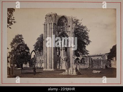 Vintage-Foto von Ruinen der St Mary's Abbey, York, England, 19. Jahrhundert Stockfoto