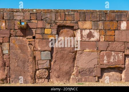 Kalasaya Tempel, archäologische Stätte Tiwanaku oder Tiahuanaco, UNESCO-Weltkulturerbe, Altiplano, La Paz, Bolivien, Lateinamerika Stockfoto