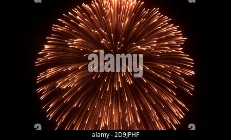 Feuerwerk, abstraktes 3D realistisches Feuerwerk mit bunten Explosionen und leuchtendem Licht am Himmel, Feuerwerk Hintergrund, 3d Render Stockfoto