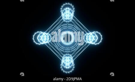 Abstract 3D, Mystical Energy Power Shield mit beleuchtetem 3D-Rendering Stockfoto