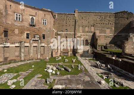 Teilansicht des Augustusforums 'Foro di Augusto' in Rom, Italien. Es ist eine der touristischen Attraktionen von Rom Stockfoto