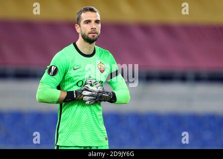 Roma Torwart Pau Lopez reagiert während der UEFA Europa League, Group Stage, Gruppe A Fußballspiel zwischen AS Roma und CFR Cluj am 5. November 2020 P Stockfoto