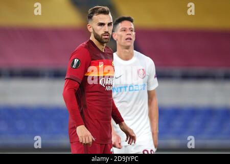 Rom, Italien. November 2020. Borja Mayoral of Roma reagiert während der UEFA Europa League, Gruppenphase, Gruppe A Fußballspiel zwischen AS Roma und CFR Cluj am 5. November 2020 im Stadio Olimpico in Rom, Italien - Foto Federico Proietti/DPPI/LM Credit: Paola Benini/Alamy Live News Stockfoto