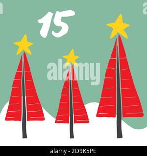 Weihnachten Adventskalender. Hand gezeichneten Elemente und Zahlen. Winter Urlaub Kalender card Design, Vector Illustration. Stock Vektor