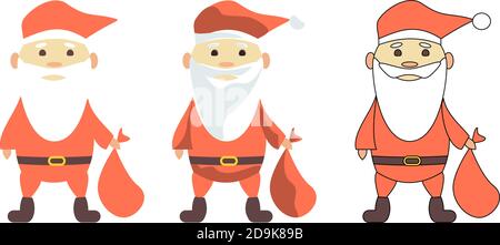 Neujahr und Weihnachten Illustration mit Satz von santa claus Auf transparentem Hintergrund Stock Vektor