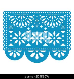 Papel Picado Vektor florales Design mit Blumen, traditionelle mexikanische Party Dekorationen Stock Vektor