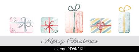 Kreative bunte weihnachts-Geschenkbox mit handbemaltem Aquarell. Niedliche Geschenk-Paket Vektor Illustration Kunst für Dekoration Design über fest verwendet Stock Vektor