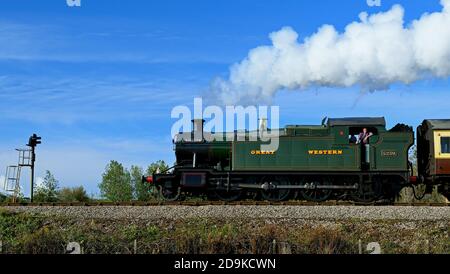 Dampfzug, der Goodrington auf der Dartmouth Steam Railway passiert. Stockfoto