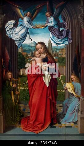 Virgin and Child with Four Angels, Gerard David, um 1510, Metropolitan Museum of Art, Manhattan, New York City, USA, Nordamerika Stockfoto