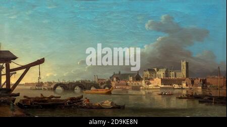 The Building of Westminster Bridge, Samuel Scott, 1742, Metropolitan Museum of Art, Manhattan, New York City, USA, Nordamerika Stockfoto