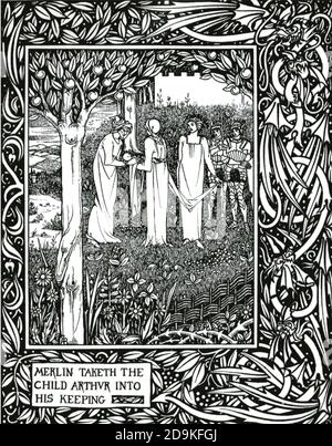 AUBREY BEARDSLEY (1872-1898) englischer Illustrator und Autor. Illustration aus 'Le Morte d'Arthur' von Thomas Mallory, sein erster auftrag 1893. Stockfoto