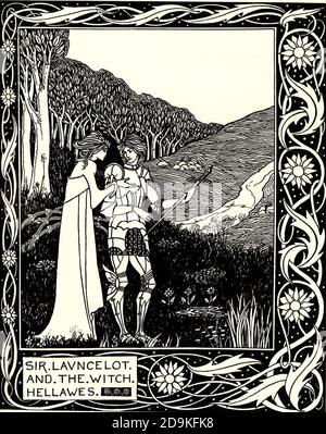 AUBREY BEARDSLEY (1872-1898) englischer Illustrator und Autor. Illustration aus 'Le Morte d'Arthur' von Thomas Mallory, sein erster auftrag 1893 - Sir Lancelot und die Hexe Stockfoto