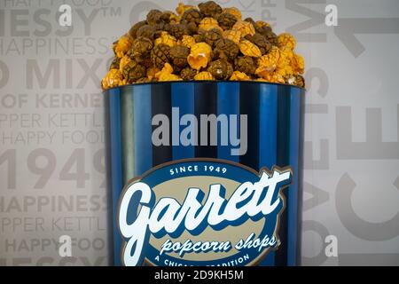 Garrett Popcorn Shop in einem Utama Einkaufszentrum, Malaysia. Garrett Popcorn eröffnete 1949 in der West Madison Street 10 in Chicago ihren ersten Laden. Stockfoto