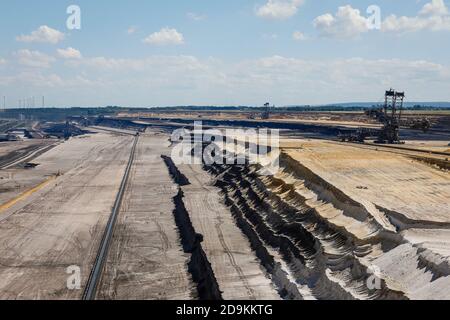 Jüchen, Nordrhein-Westfalen, Deutschland, RWE opencast Braunkohlebergwerk Garzweiler. Stockfoto