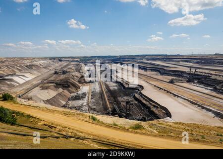 Jüchen, Nordrhein-Westfalen, Deutschland, RWE opencast Braunkohlebergwerk Garzweiler. Stockfoto