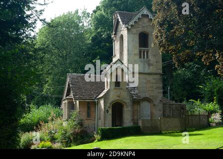 Spätgotische West Lodge oder Torhaus am Eingang zu Das amerikanische Museum - Claverton Manor - Bath Somerset England vereinigtes Königreich Stockfoto