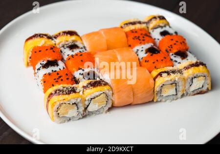 Sushi-Set aus nächster Nähe Stockfoto