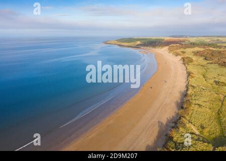 Luftaufnahme von Gullane Beach und Bents in East Lothian, Schottland UK Stockfoto