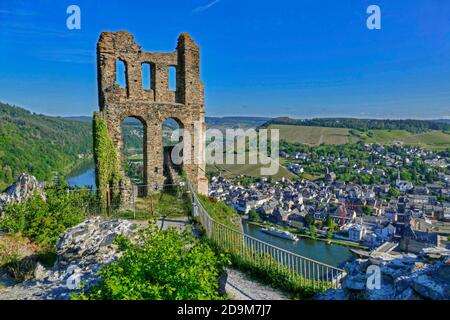 Grevenburger Ruinen oberhalb von Traben-Trabach, Moseltal, Rheinland-Pfalz, Deutschland Stockfoto